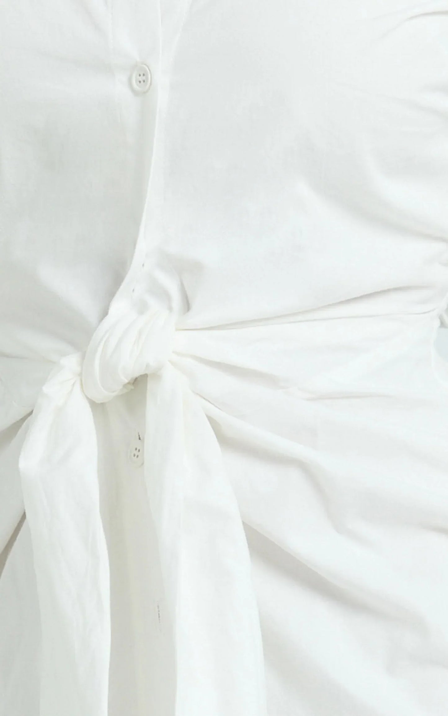 Duncan Mini Dress - Long Sleeve Tie Waist Shirt Dress in White