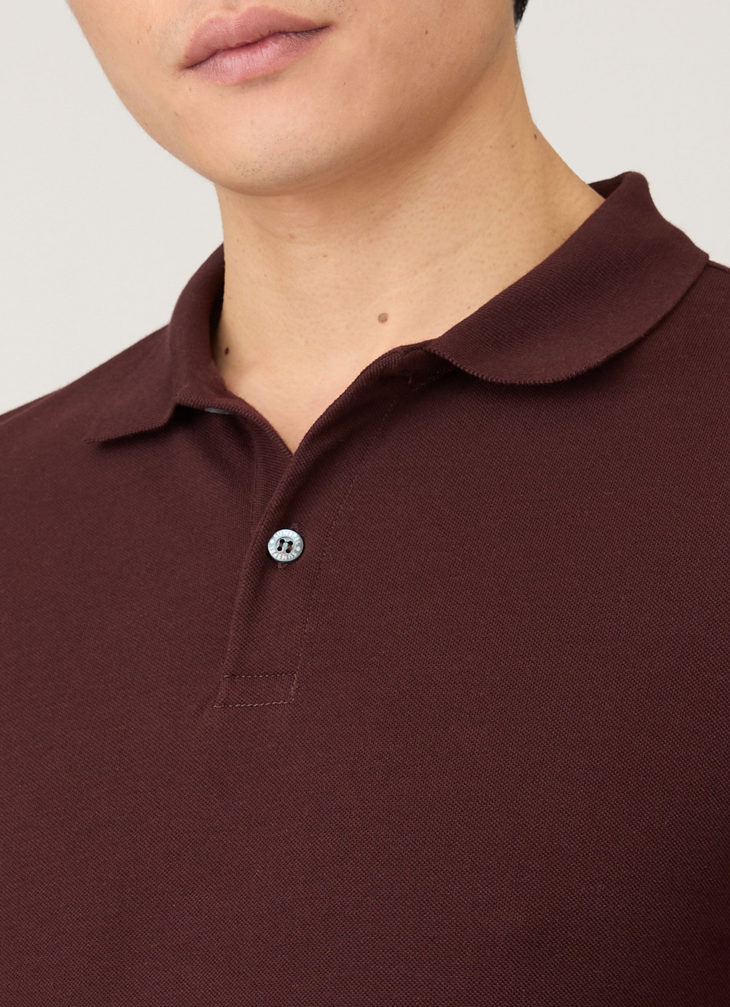 Mens Long Sleeve Pique Polo Shirt In Bakelite Mpol1065 Rdel