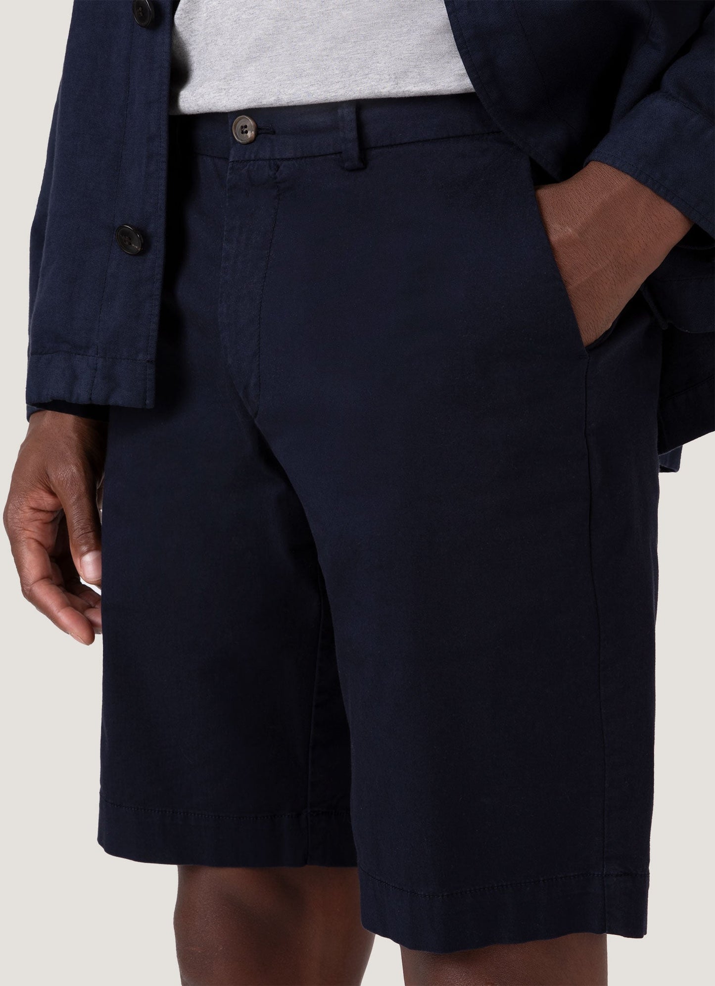 Mens Stretch Cotton Twill Chino Shorts Navy Mshr3504