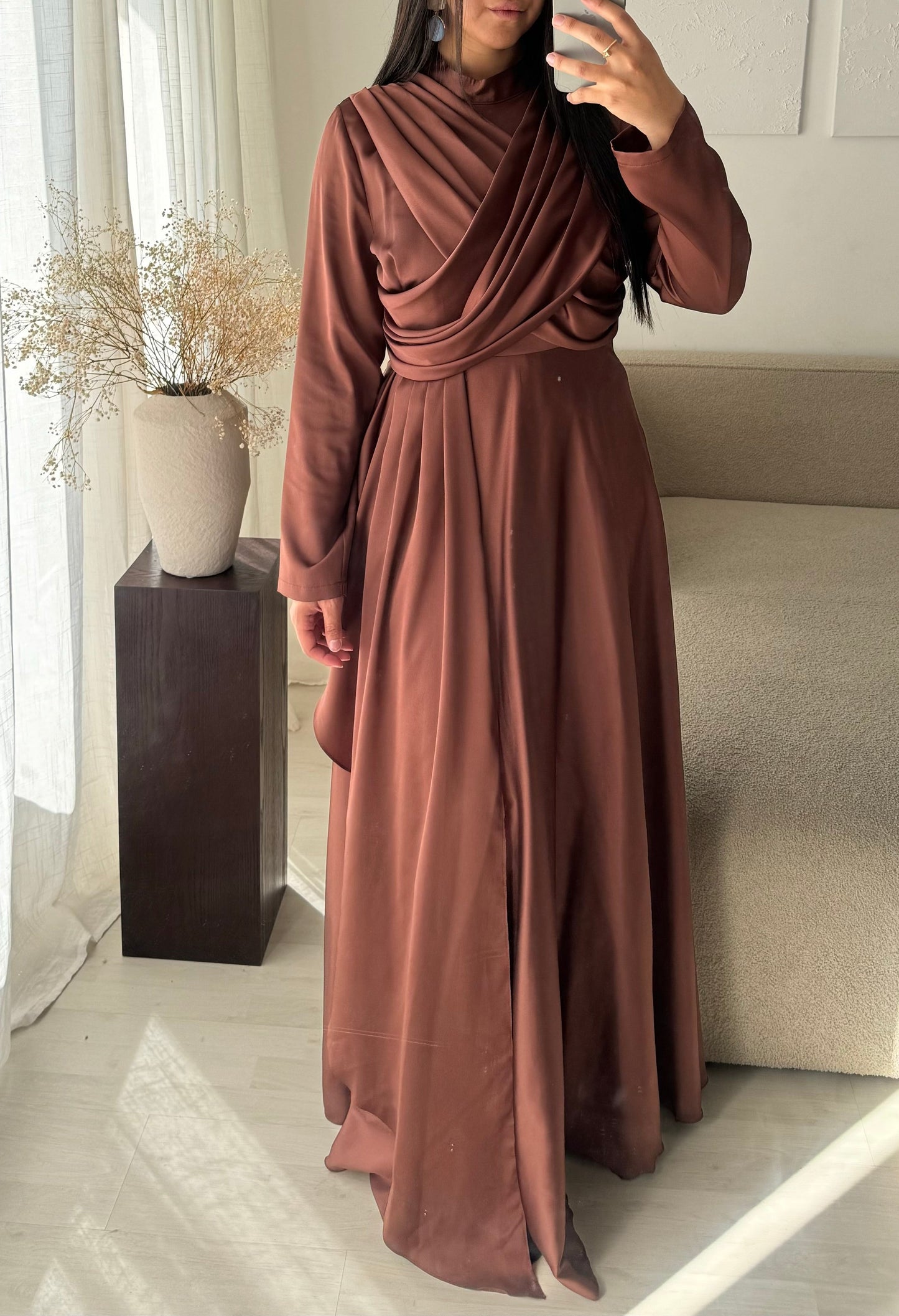 Robe Turquie Col Croise I Marron Rose
