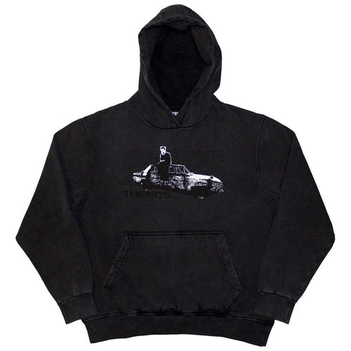 1975 Car Photo Stone Wash Hooded Sweatshirt