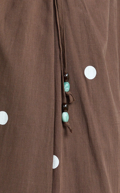 Gia Midi Dress - One Shoulder Dress in Chocolate Polka Dot