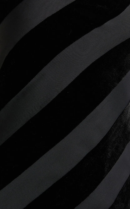 Genevieve Midi Dress - Strapless Stripe Burnout Dress in Black Stripe