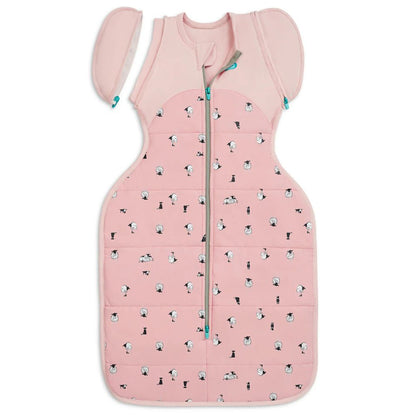 Love to Dream Swaddle Up Transition Bag 2.5 Tog Quilted Organic Cotton & Merino Sleeping Bag - Lamb's Best Friend (Rose)