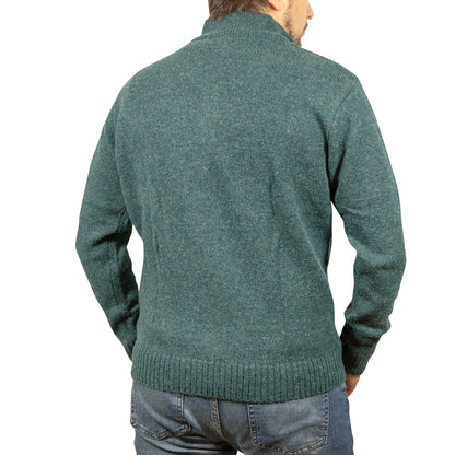 100 Shetland Ragg Wool Half Zip Up Knit Jumper Pullover Mens Sweater Knitted Sherwood