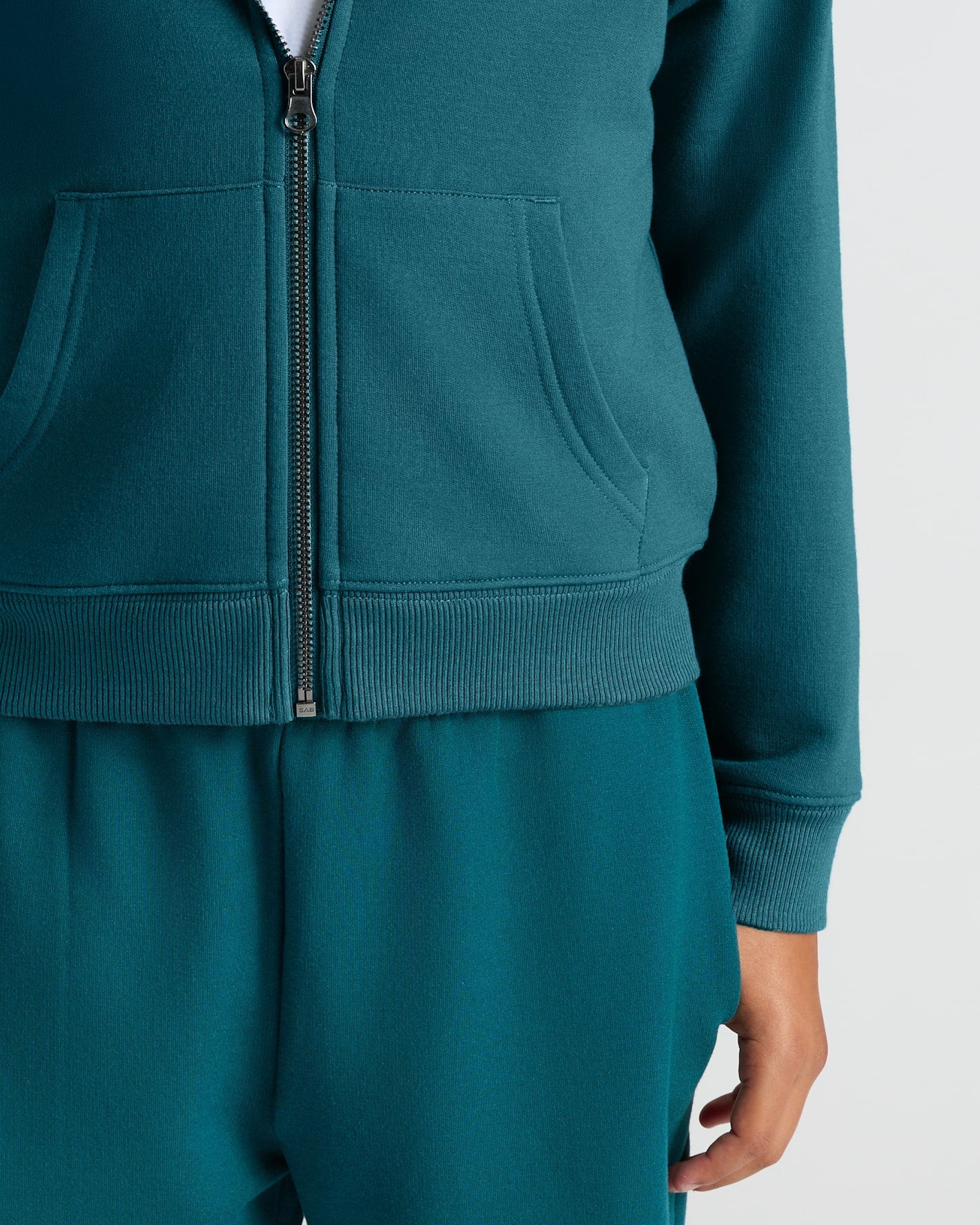 Girls Deep Emerald Cropped Zip Hoodie