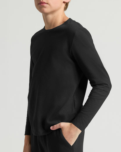 Boys' Classic Long Sleeve Curved Hem Crew Neck 3-Pack
