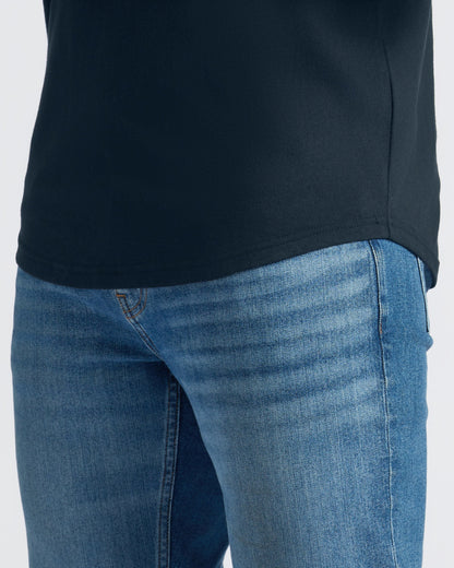 Navy Curved Hem Classic Crew Neck
