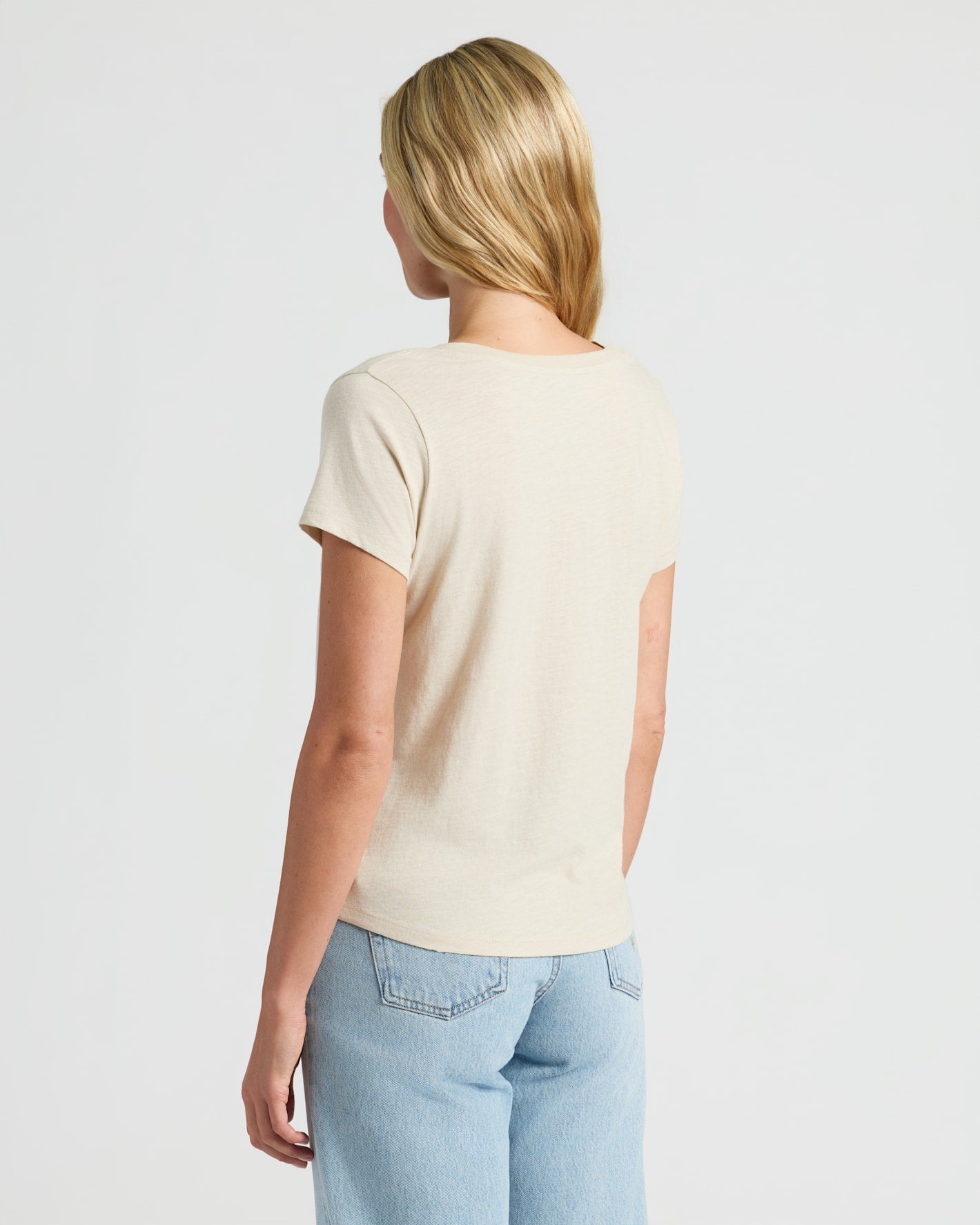 Womens Oatmeal Relaxed Slub V-Neck Tee 4-Pack