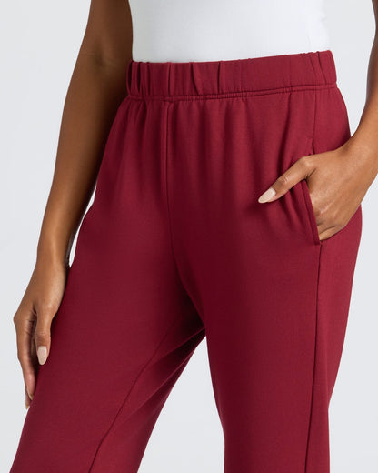 Womens Dark Maroon Slouch Pullover Crew & Relaxed Jogger 2-Pack