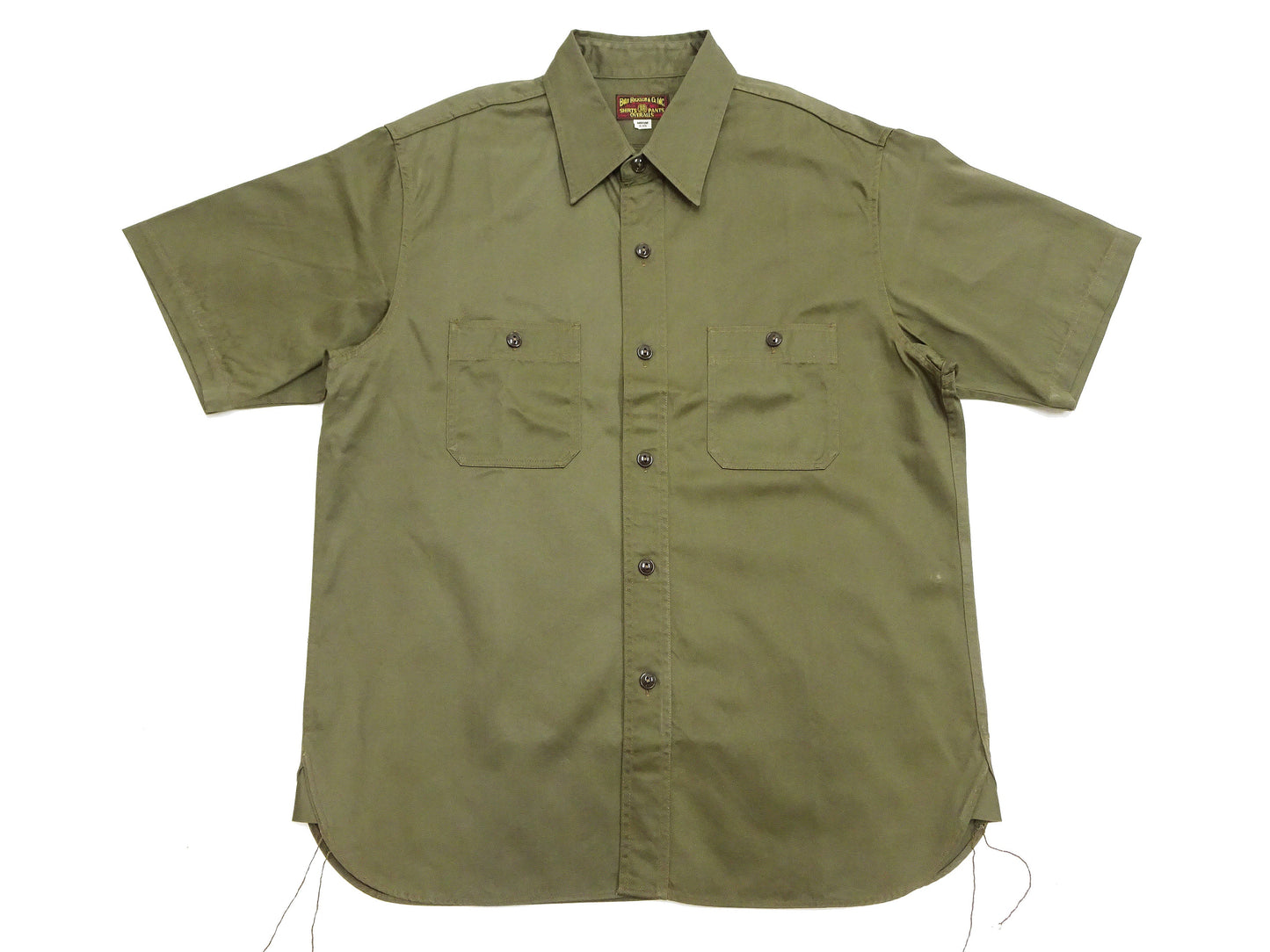 Buzz Rickson Herringbone Work Shirt - Men's Casual Military-Inspired Solid HBT Short-Sleeve Button-Up Shirt BR39530 149) Olive