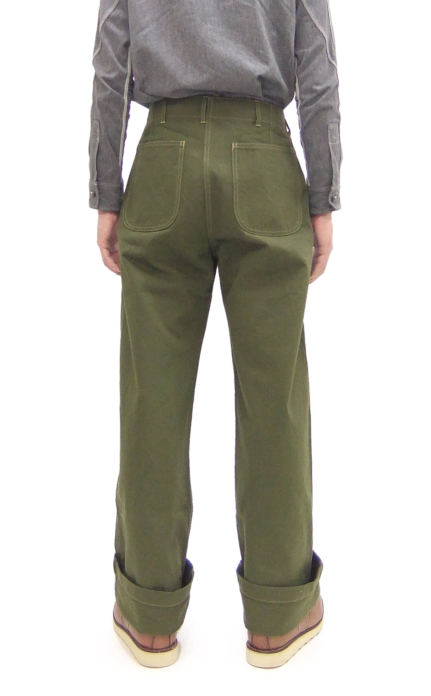 Buzz Rickson Herringbone Pants Men's Baggy Straight, Button Fly, Olive - U.S. Marine Corps M-1941 Utility Trousers Repro