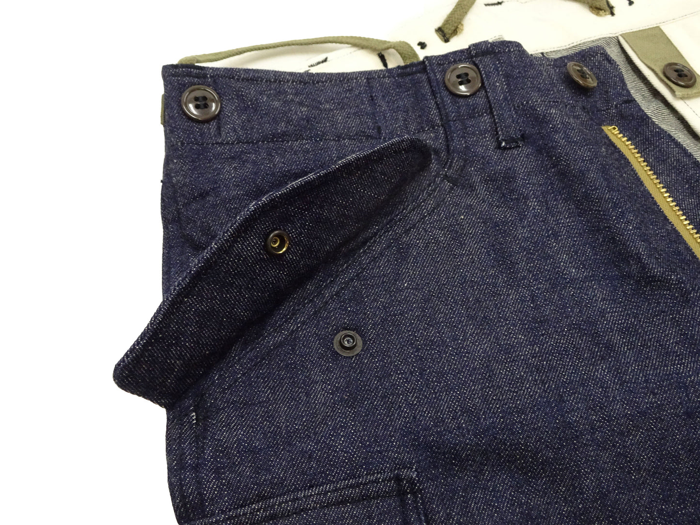 Buzz Rickson Men's Denim M-51 Field Trousers - Military-Inspired Baggy Cargo Pants in Indigo Denim - Made in Japan (BR42586 421A One Wash)