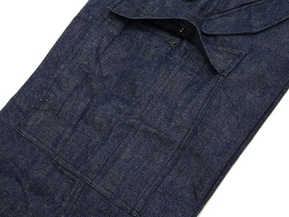 Buzz Rickson Men's Denim M-51 Field Trousers - Military-Inspired Baggy Cargo Pants in Indigo Denim - Made in Japan (BR42586 421A One Wash)