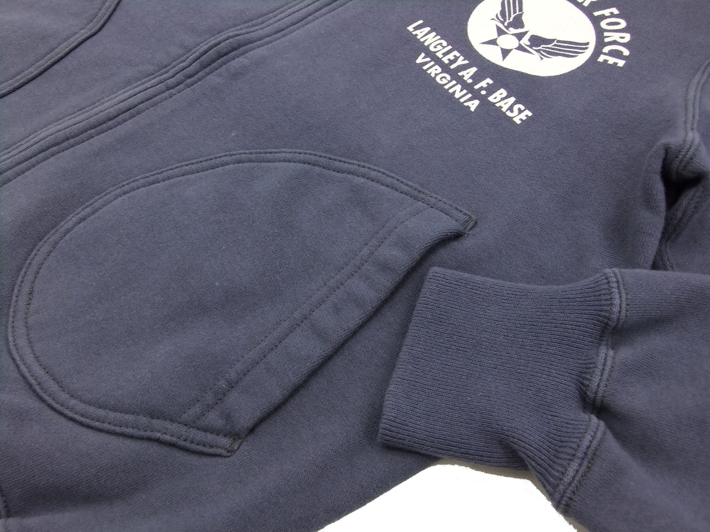 Buzz Rickson Hoodie Men's USAAF Insignia Hoodie Zip Front Hooded Sweatshirt BR65599 Faded-Navy-Blue
