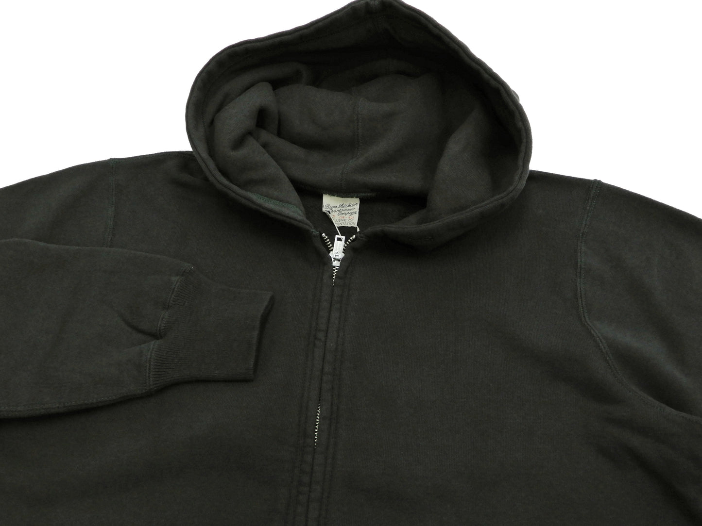 Buzz Rickson Hoodie Men's Plain Hoodie Zip Front Hooded Sweatshirt BR65623 Faded-Black