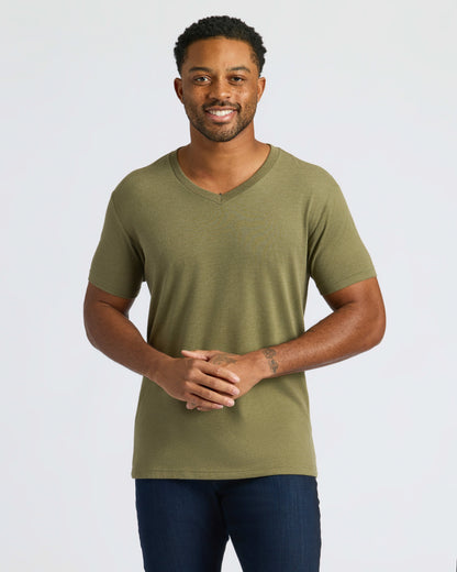 Heather Military Green Classic V-Neck