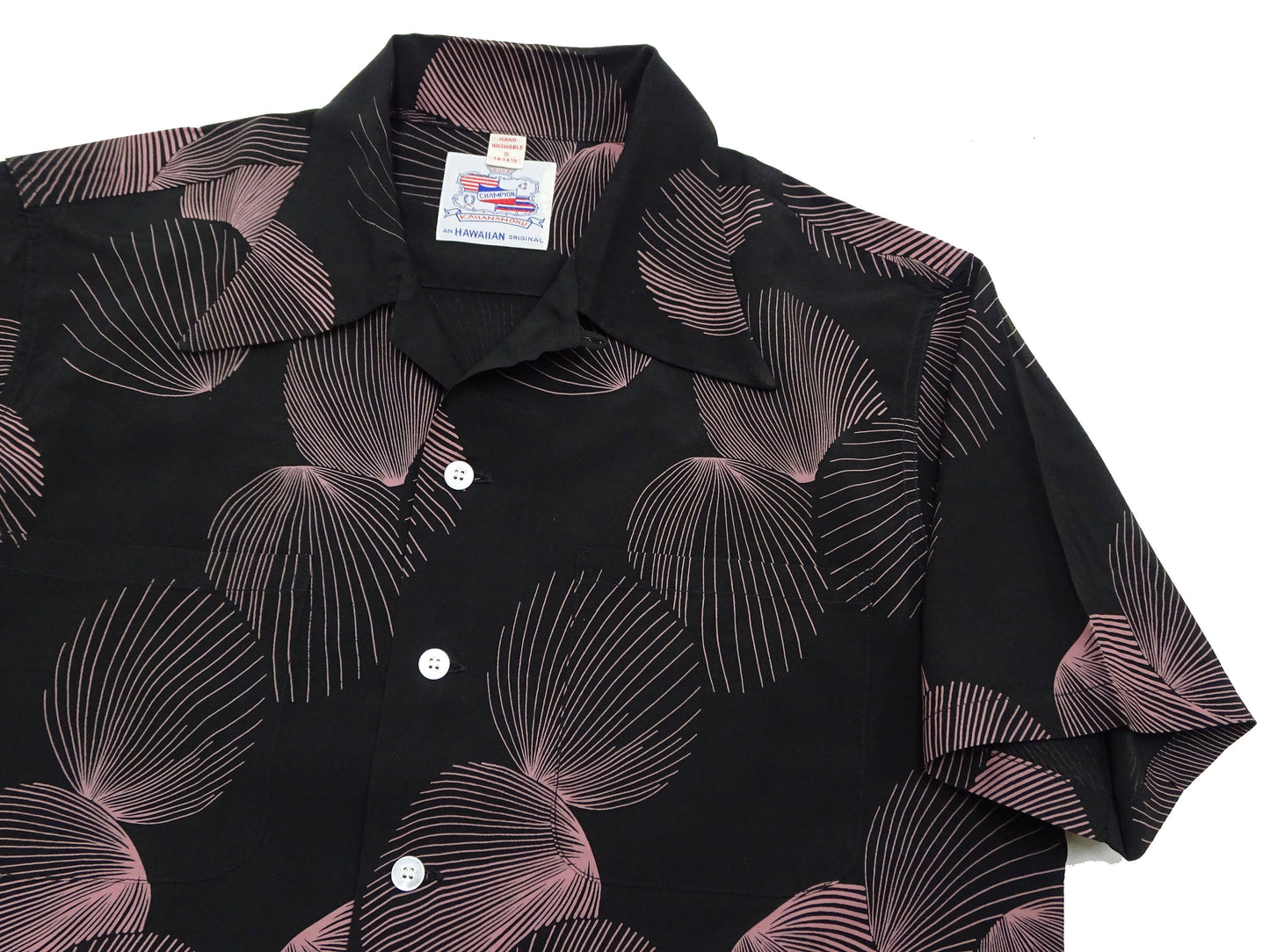 Duke Kahanamoku Hawaiian Shirt Men's 1950s Duke's Shell Reproduction Short-Sleeve Aloha Shirt DK39450 119 Black