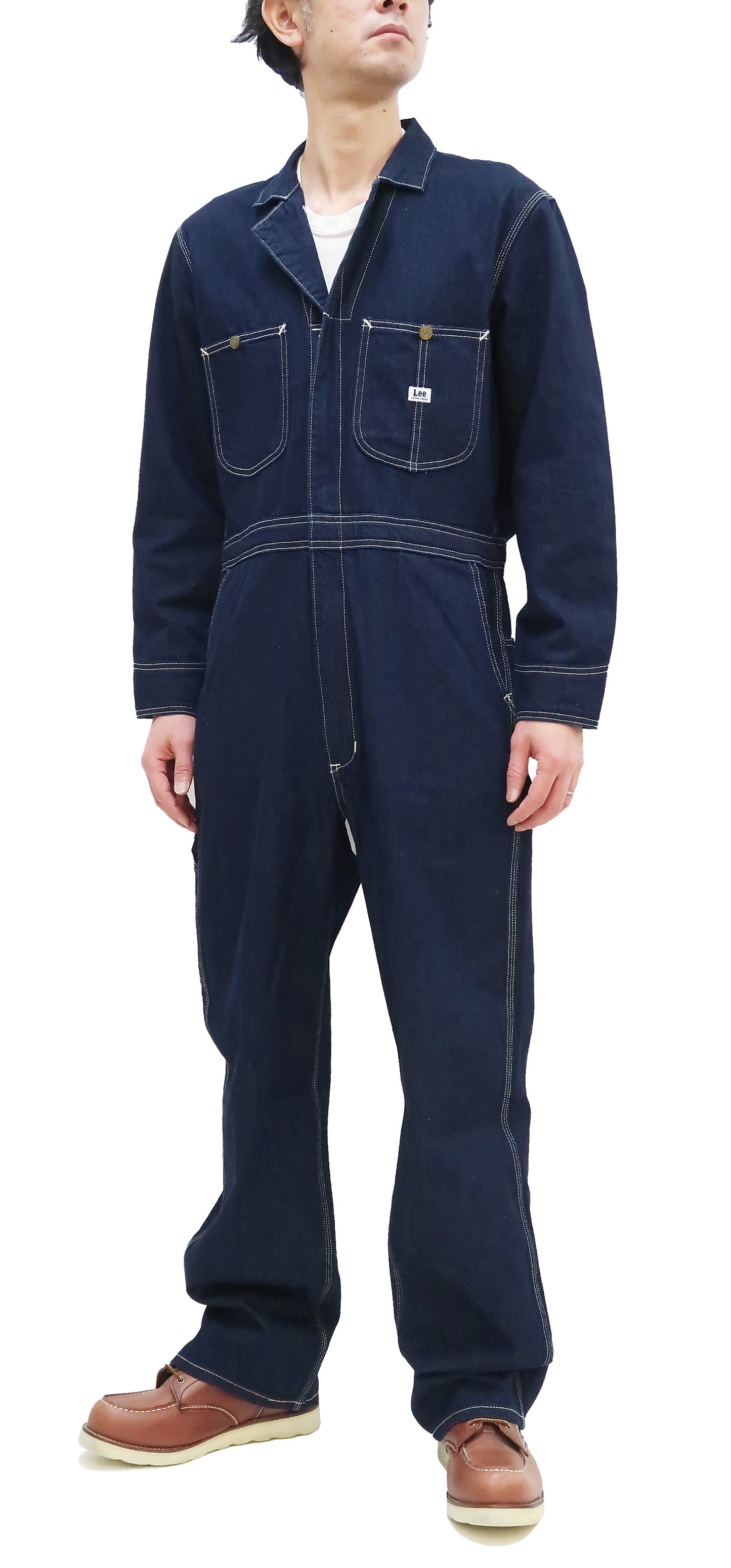 Lee Coverall Men's Reproduction of Union-All Long Sleeve Unlined Coveralls LM7213 LM7213-200 Rince Deep Blue Indigo
