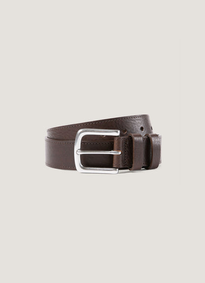 35Mm Grained Leather Belt In Brown