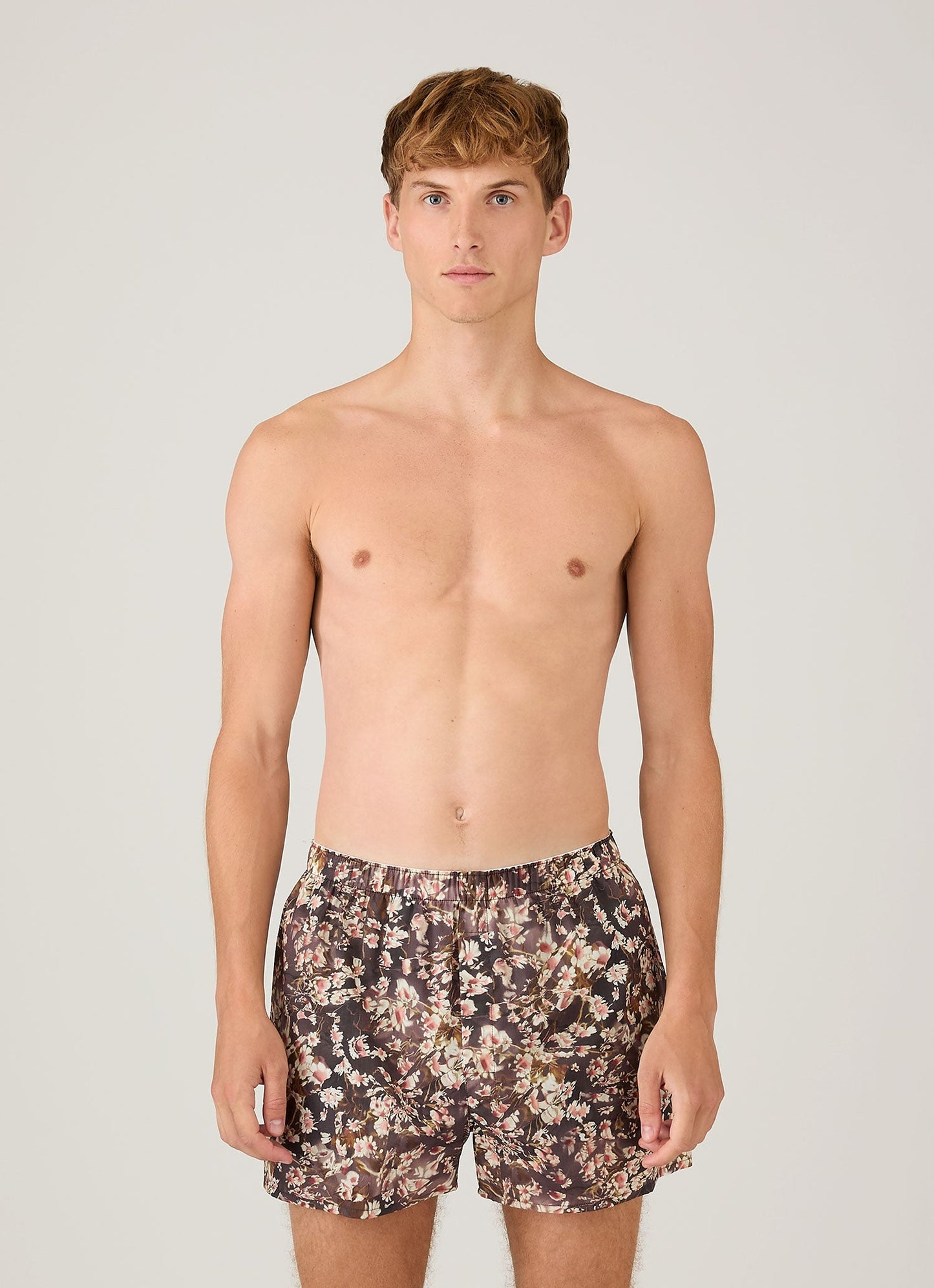 Mens Classic Boxer Short In Liberty Fabric In Dark Brown Floral Mbox4701L Brhb