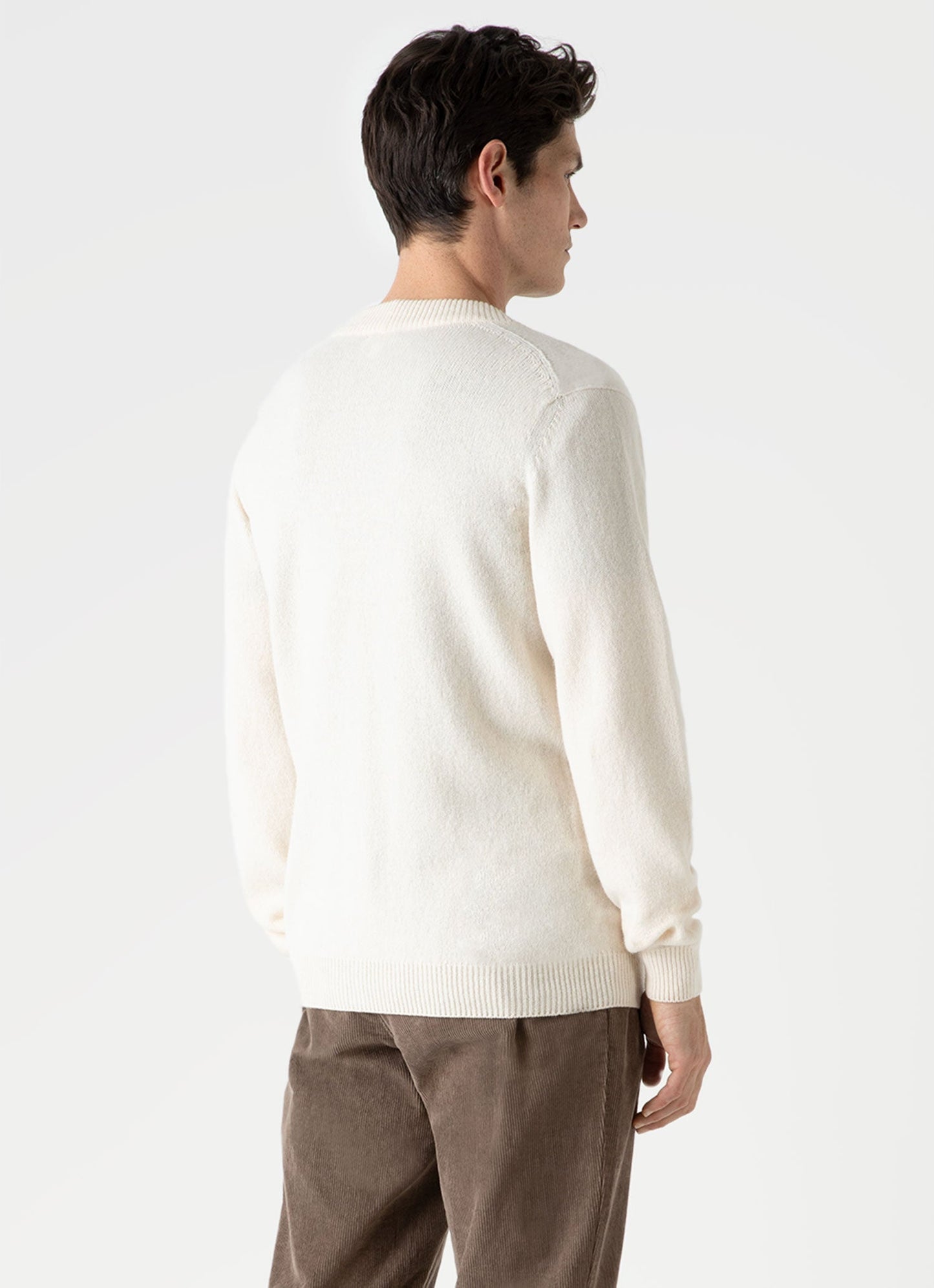 Mens Lambswool Cardigan In Ecru Mcar8187 Whcr