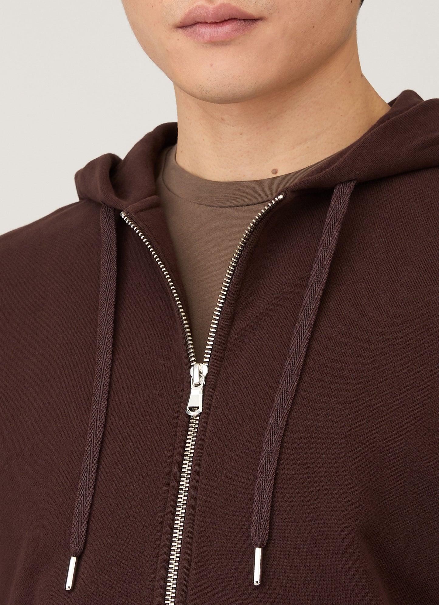 Mens Loopback Zip Hoodie In Truffle Mhod1517 Brgd