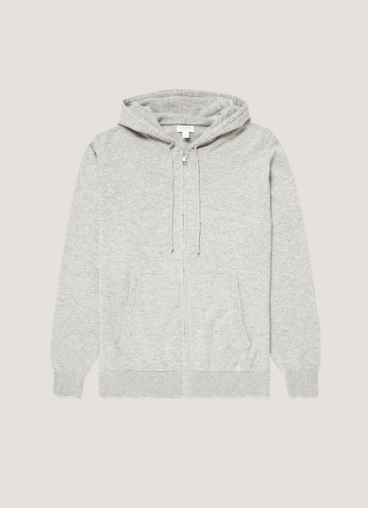 Men's Cashmere Hoodie in Grey Melange