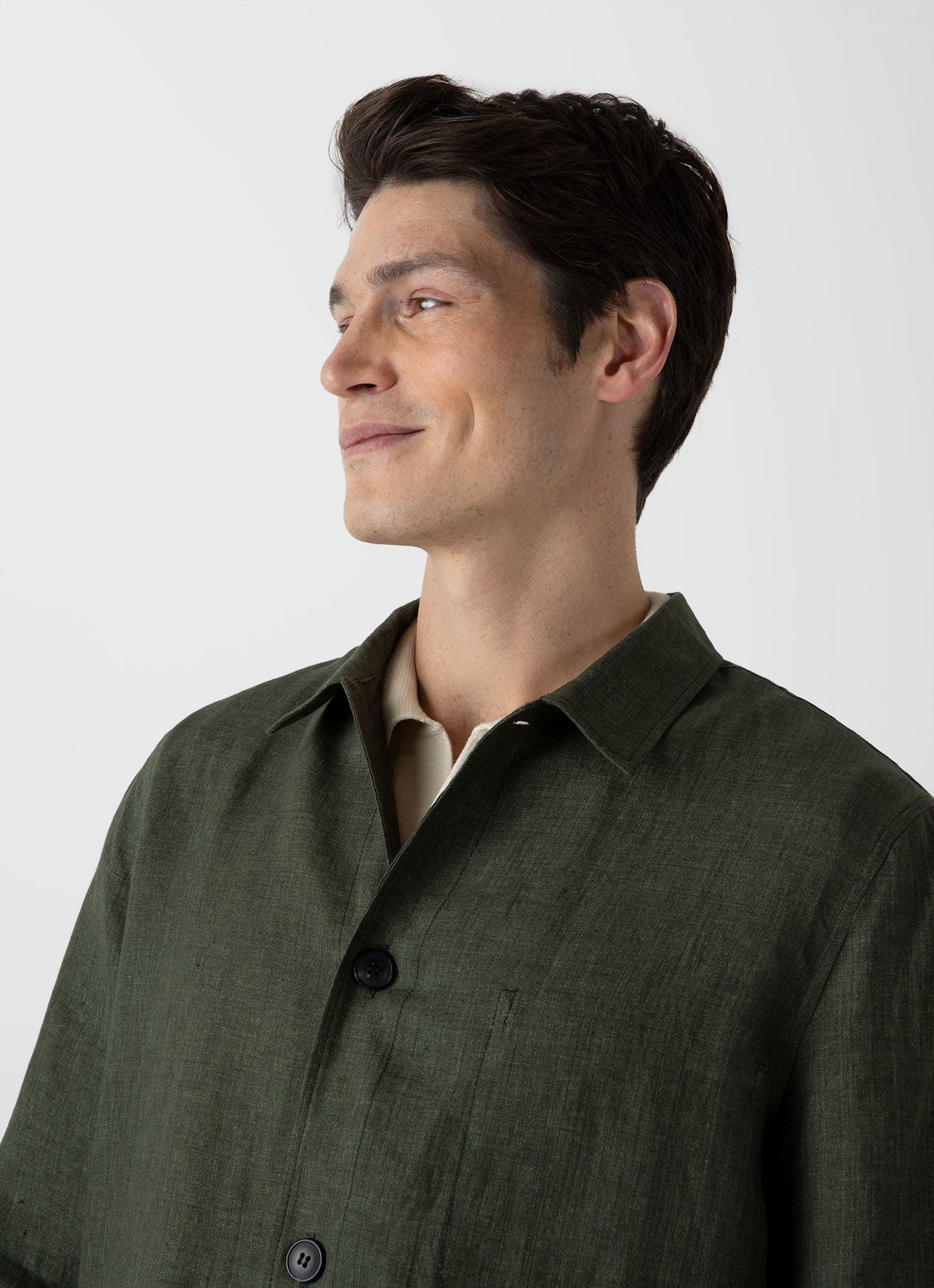 Mens Linen Twin Pocket Jacket In Hunter Green Mjac7099 Gngc