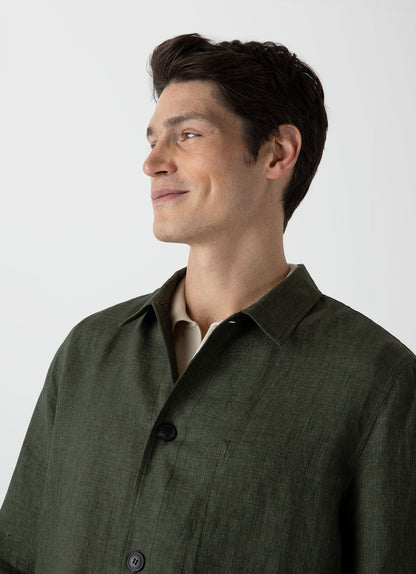 Mens Linen Twin Pocket Jacket In Hunter Green Mjac7099 Gngc