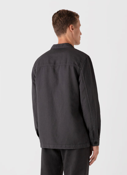 Mens Cotton Linen Twin Pocket Jacket In Charcoal Mjac7175 Gyab