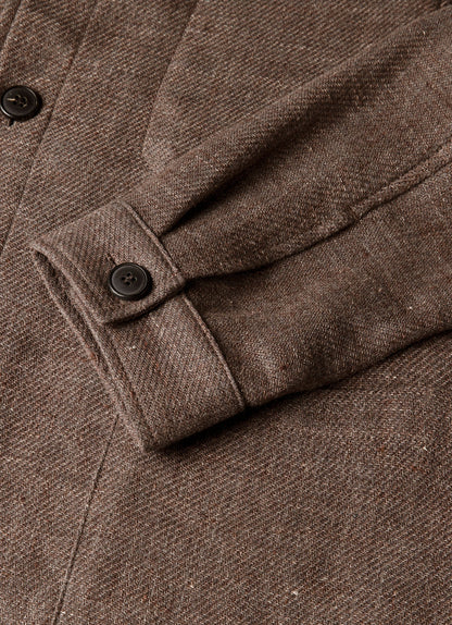 Mens Cotton Linen Twill Twin Pocket Jacket In Dark Cedar Mjac7166 Brgr