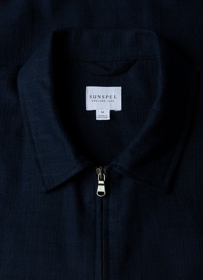Mens Cotton Raffia Blouson Jacket In Navy Mjac7167 Buaa