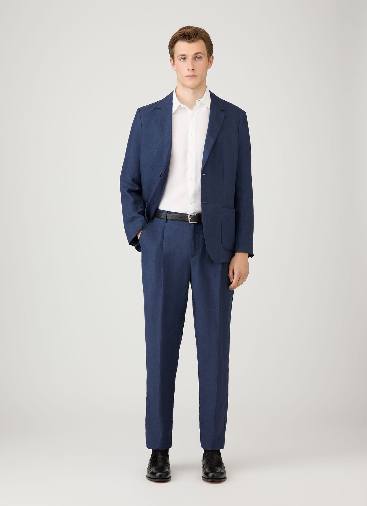 Mens Linen Blazer In Light Navy Mjac7186 Buaf