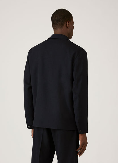 Mens Light Textured Wool Harrington Jacket In Navy Mjac7190 Buaa