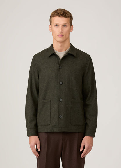 Mens Wool Twin Pocket Jacket In Drill Green Mjac7194 Gnhv