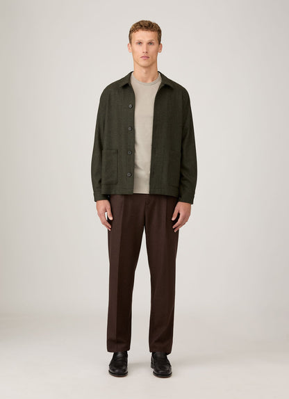 Mens Wool Twin Pocket Jacket In Drill Green Mjac7194 Gnhv