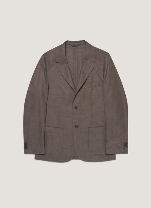 Mens Lightweight Travel Wool Blazer In Light Coffee Melange Mjac7197 Brfx