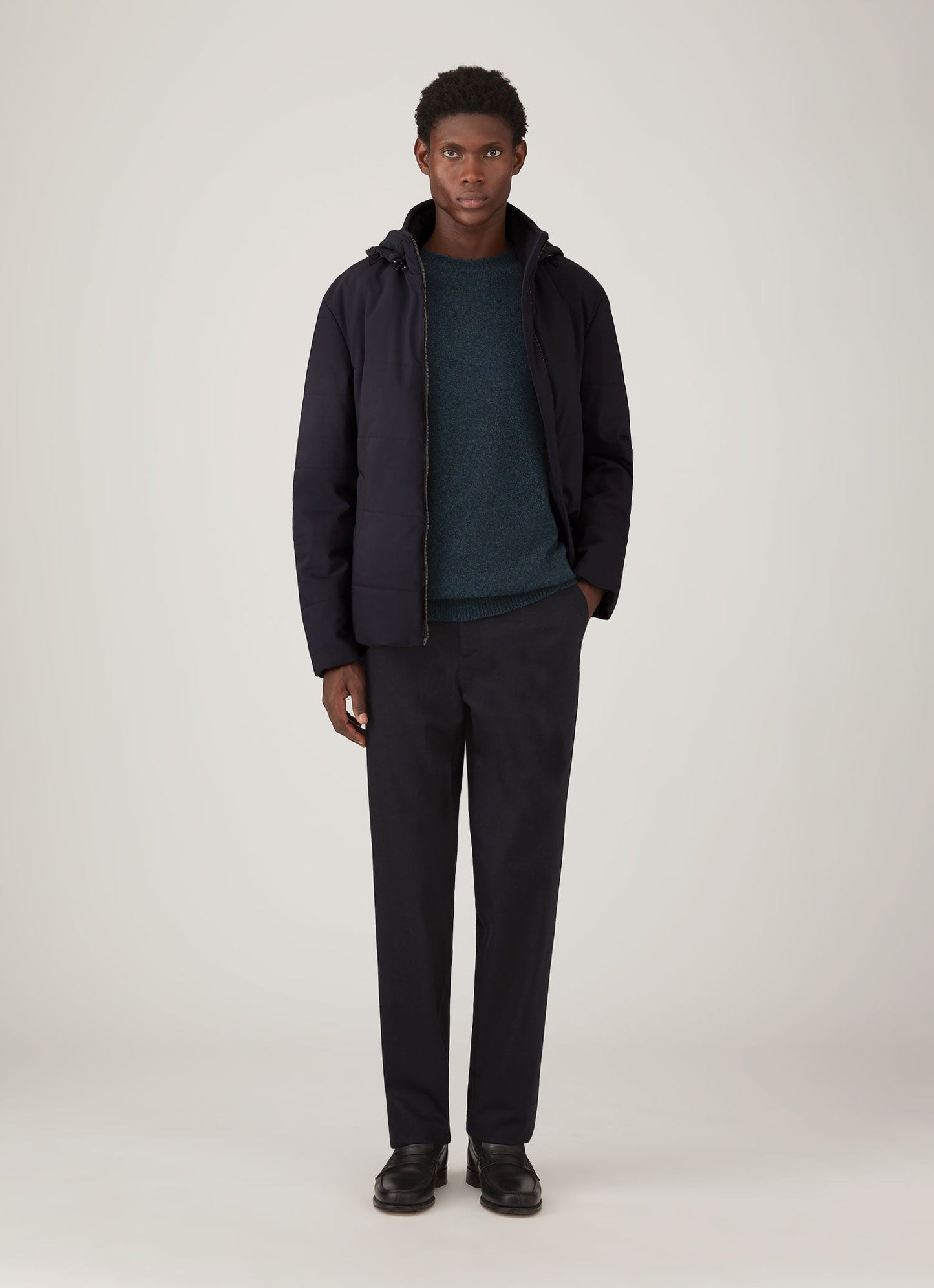 Mens Wool Puffa Jacket In Navy Mjac7204 Buaa