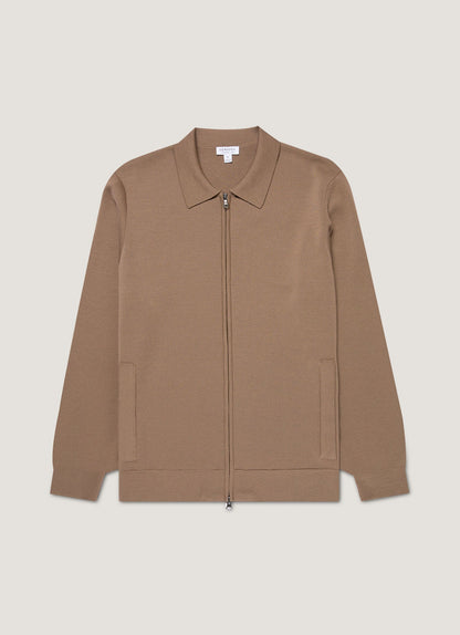 Mens Merino Milano Zip Jacket In Sandstone Mjac8297 Brfc