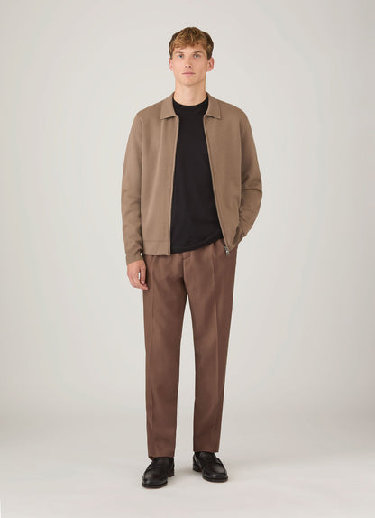 Mens Merino Milano Zip Jacket In Sandstone Mjac8297 Brfc