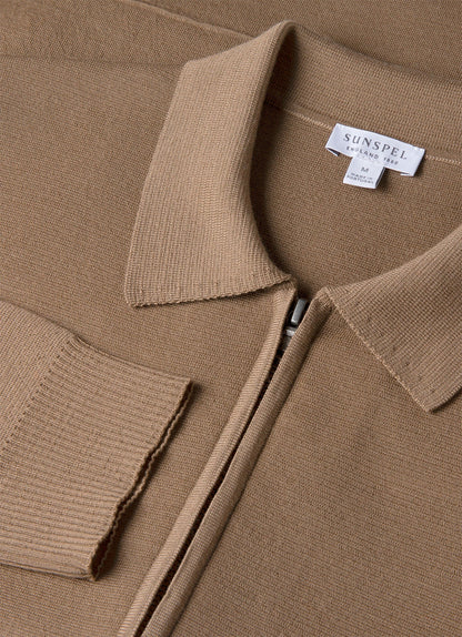 Mens Merino Milano Zip Jacket In Sandstone Mjac8297 Brfc