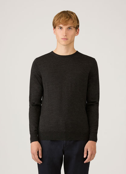 Ls Crew Neck Sweater In Charcoal Melange