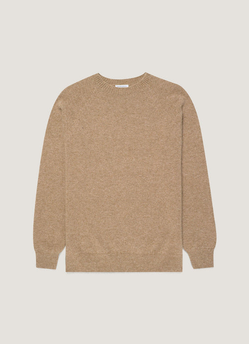 Mens Lambswool Crew Neck Jumper In Sandstone Mjum8066 Brfc