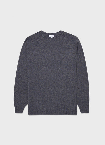 Mens Lambswool Crew Neck Jumper In Slate Blue Twist Mjum8066 Buve