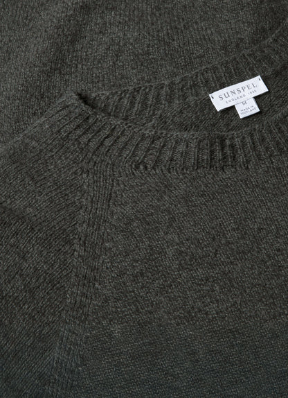 Mens Lambswool Crew Neck Jumper In Dark Green Twist Mjum8066 Gnip