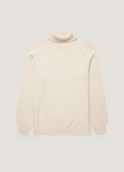 Men's Lambswool Roll Neck in Oatmeal Melange