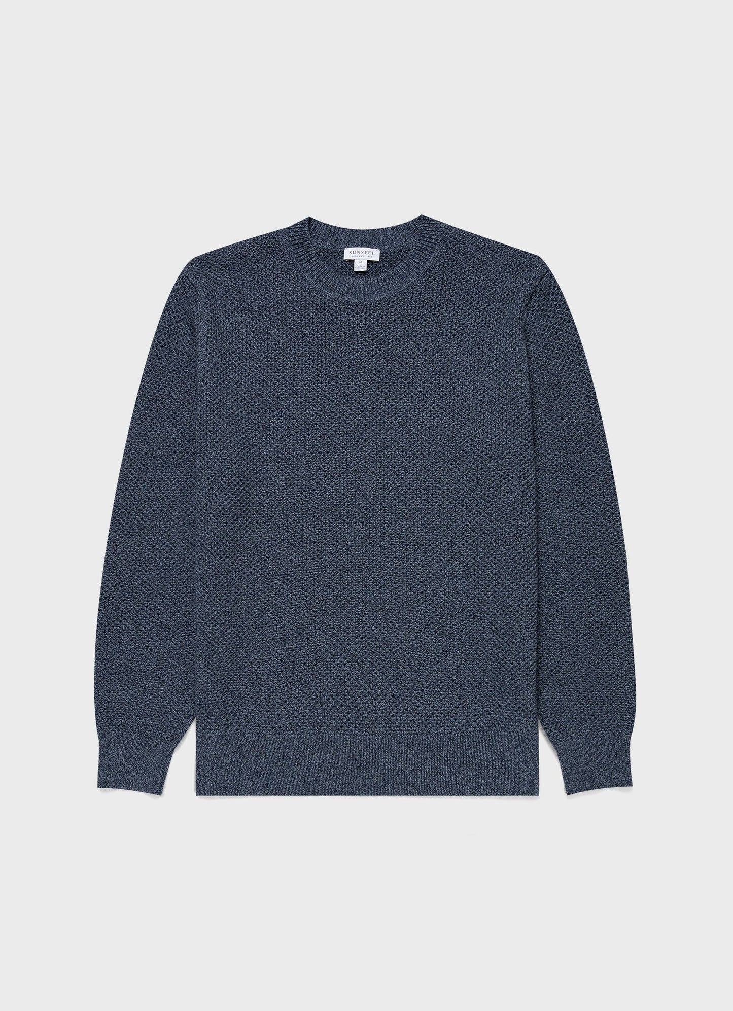 Mens Honeycomb Cotton Crew Neck Jumper In Indigo Mjum8207 Buvx