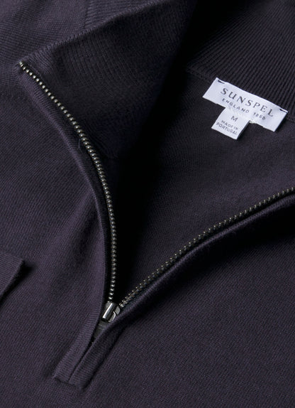 Mens Sea Island Cashmere Half Zip In Midnight Navy Mjum8284 Buvn