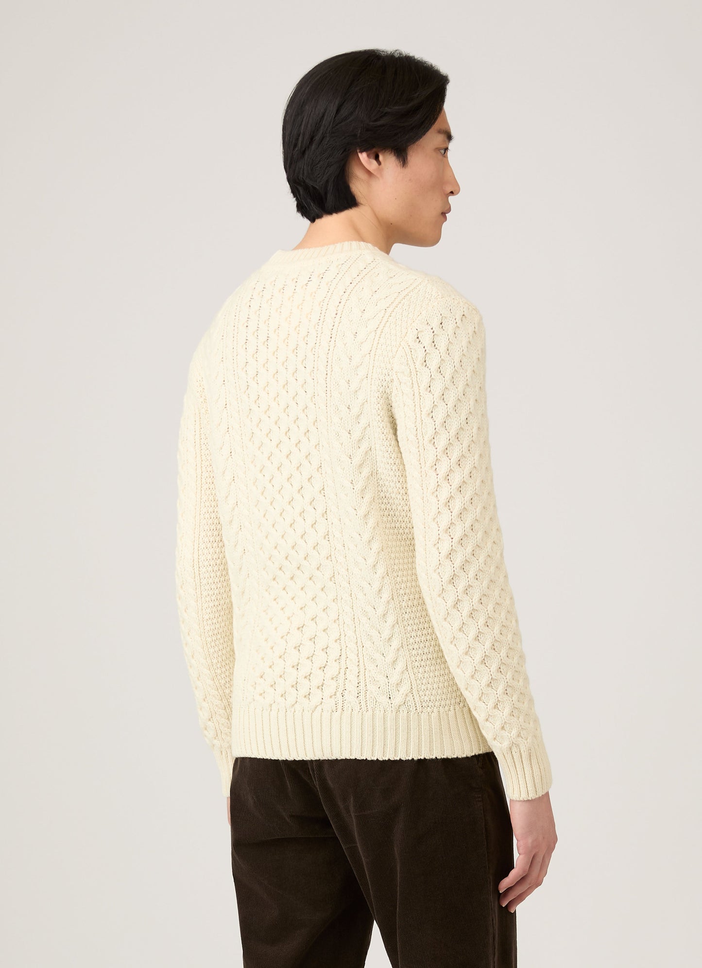 Mens Cable Knit Jumper In Ecru Mjum8286 Whcr